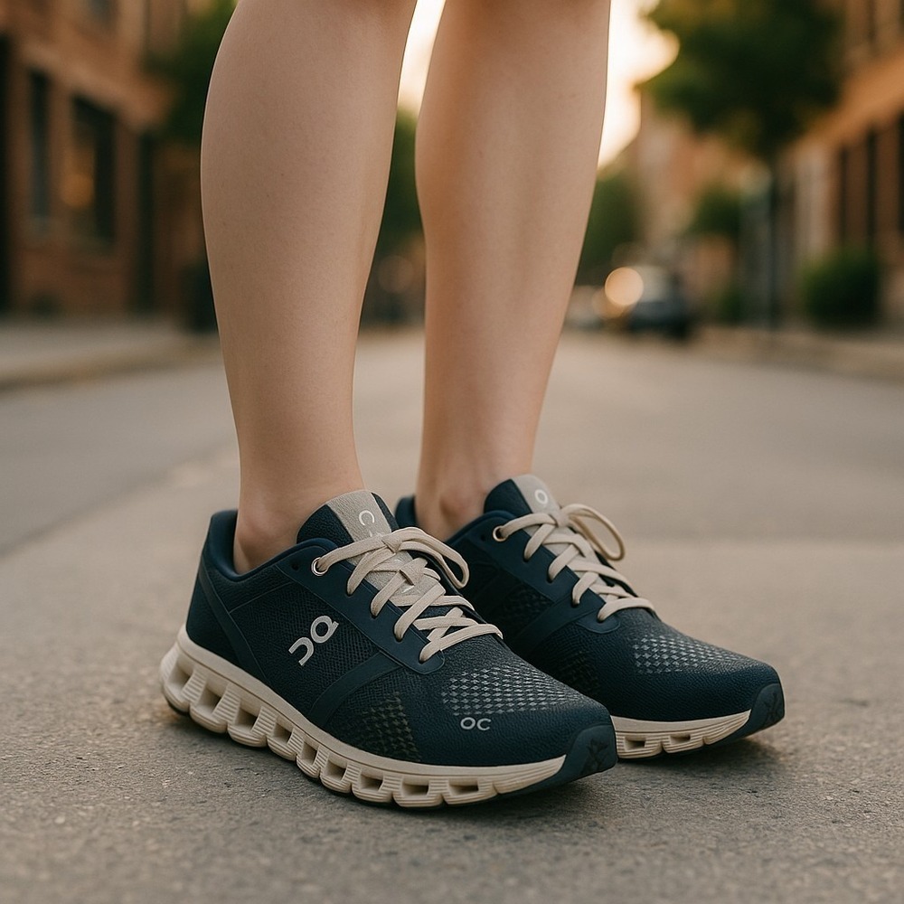 On Cloud X Shift Running Shoes Lightweight Cushioned Navy Women's 8 Beige  I.5.6